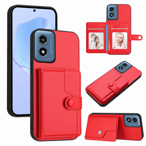 Moto G Play 2024 Button Card Bag RFID Anti-theft Phone Case - Red